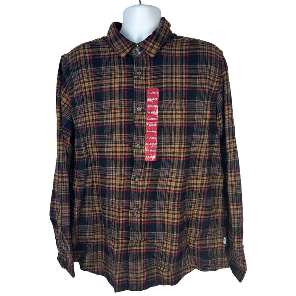 Eddie Bauer Mens XL Flannel Shirt Night Sky Ohio Plaid 100% Cotton